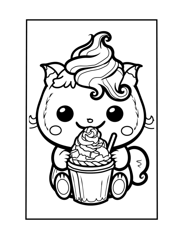 adorable food and kawaii coloring pages