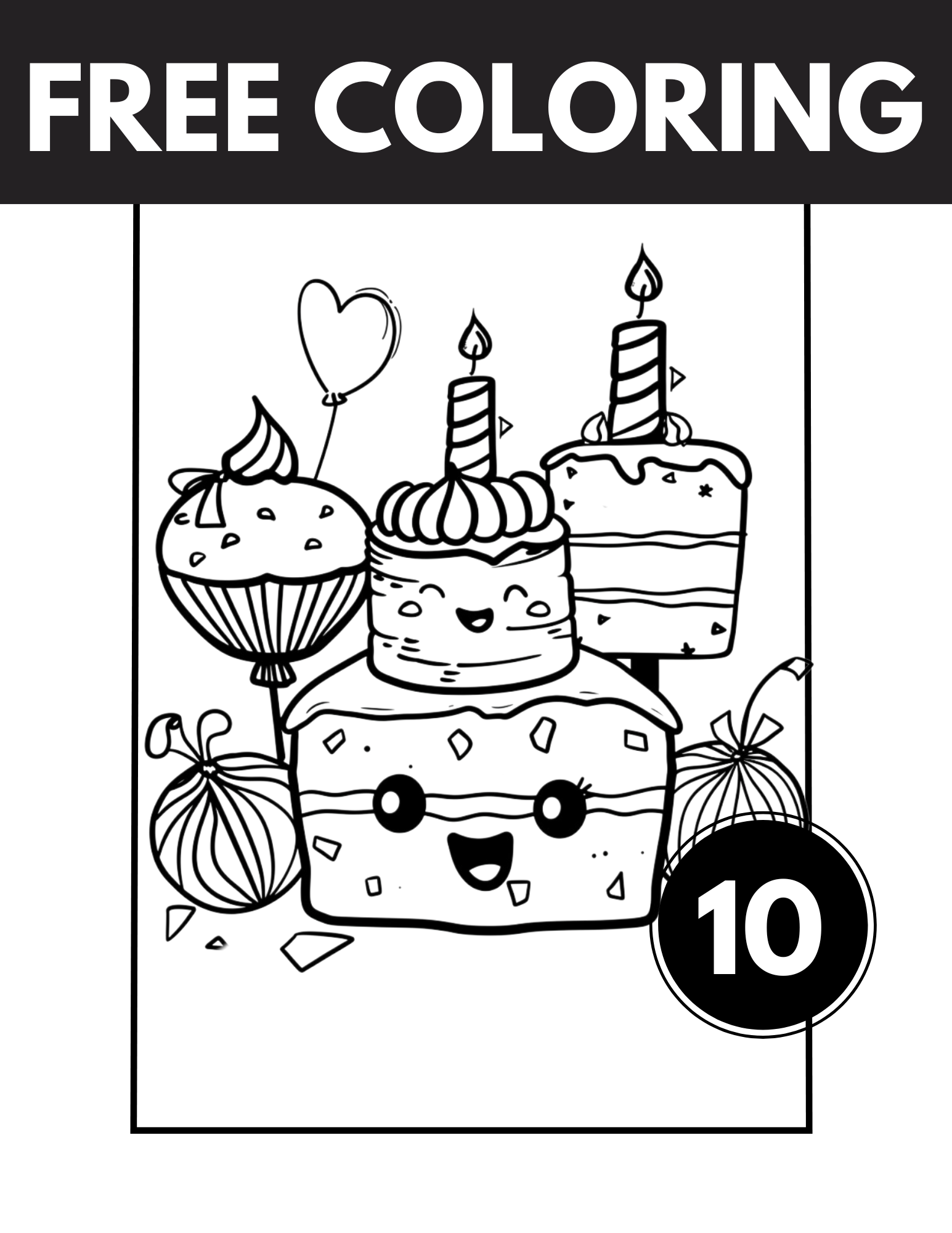 Birthday Coloring Pages: 10 free sheets for party