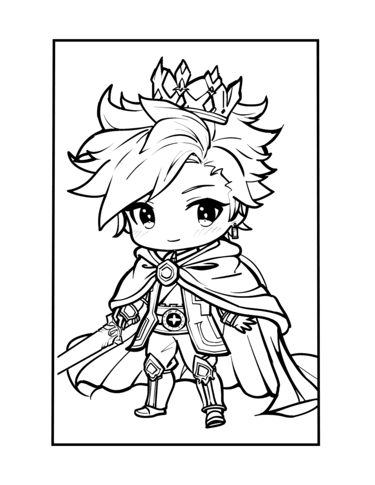 chibi king coloring page 3