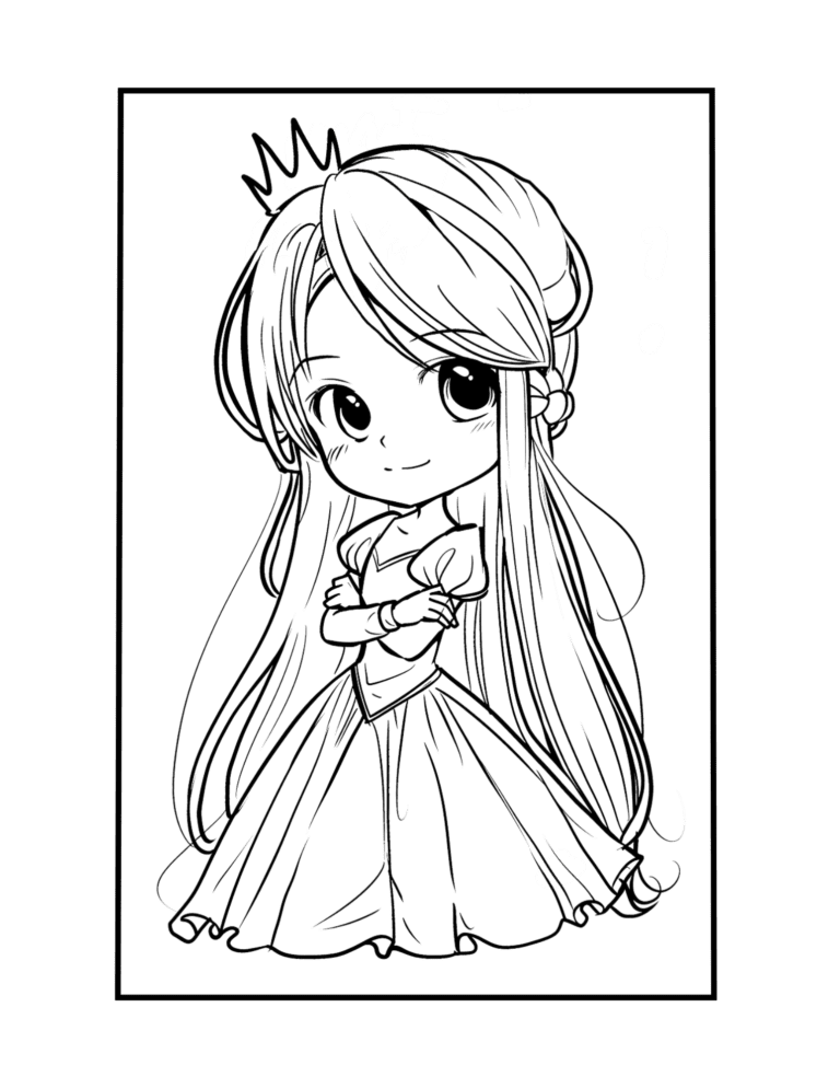 chibi princess coloring page 2