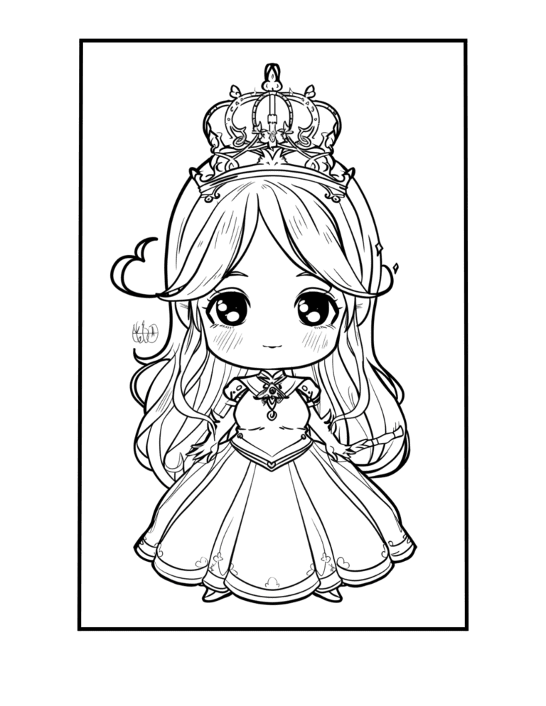 chibi princess coloring page 4