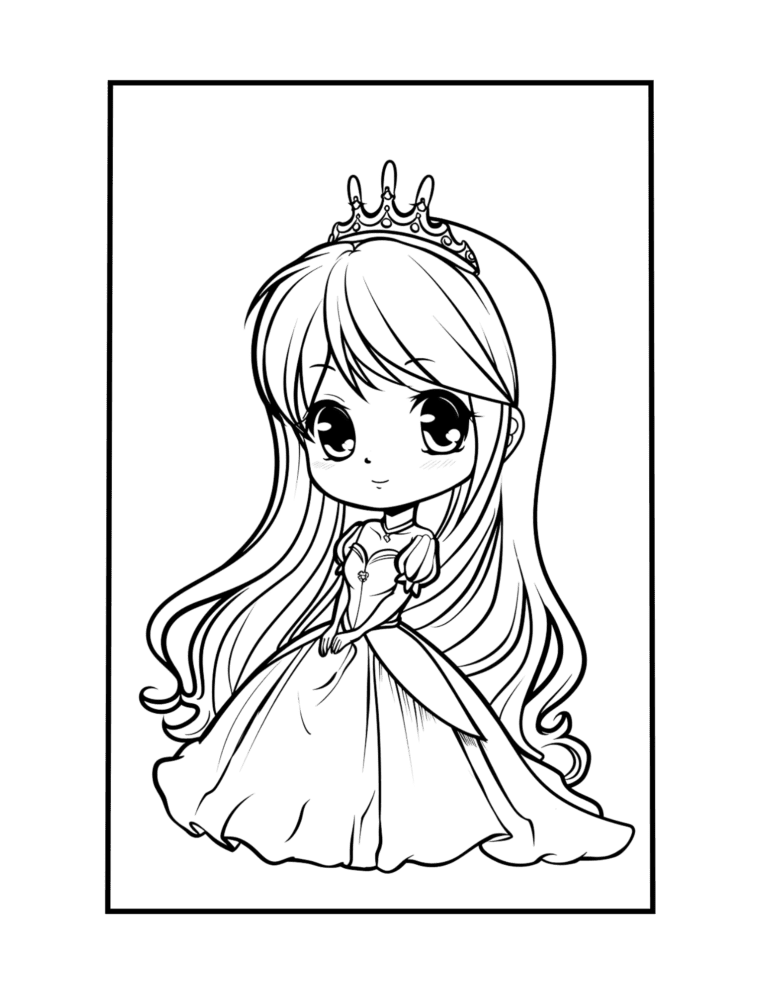 chibi princess coloring page 7