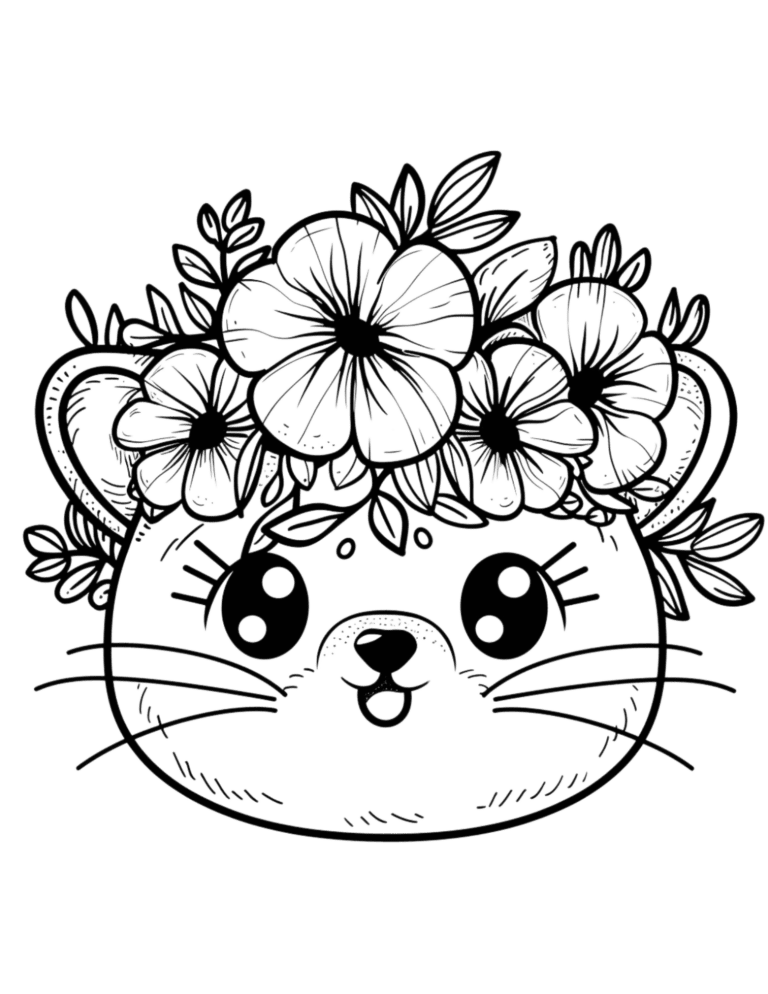 cute flower coloring page 7