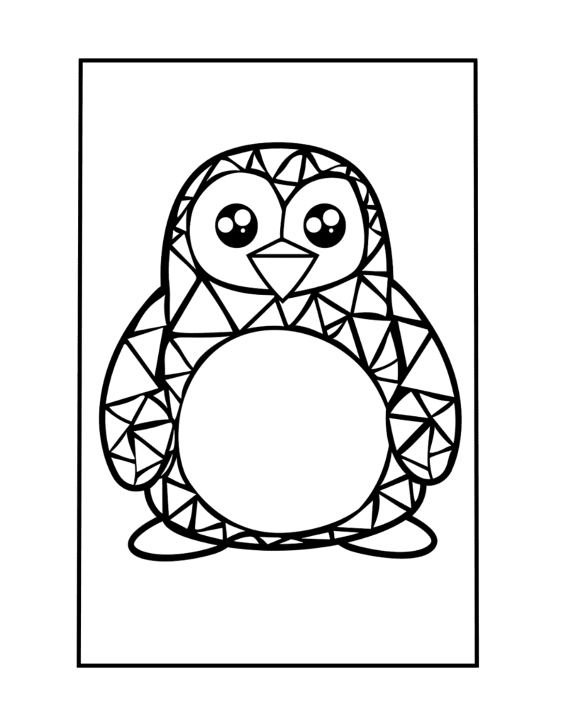 mosaic coloring page featuing penguin