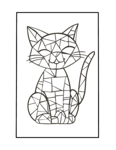 mosaic kitty coloring sheet