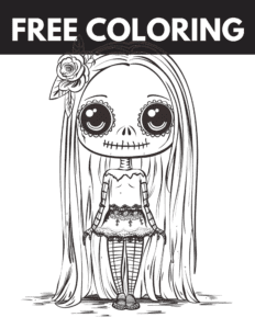 Creepy Cute Skeleton Girl: 11 Aesthetic Coloring Book