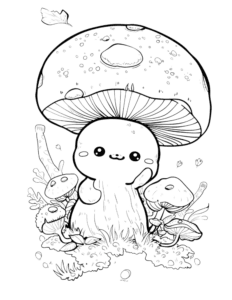 cute mushroom coloring page