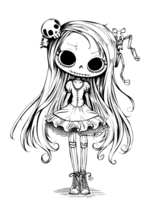 horror chibi girl coloring