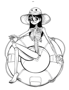 cute skeleton coloring page