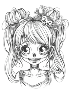 summer style skeleton baddie coloring page