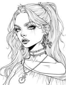 Gothic baddie coloring page