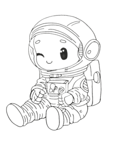 cute astronaut coloring page