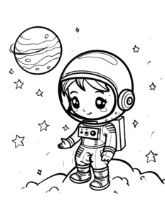 chibi astronaut coloring page