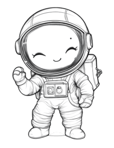 kawaii chibi astronaut coloring sheet