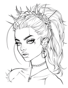 Gothic baddie coloring page