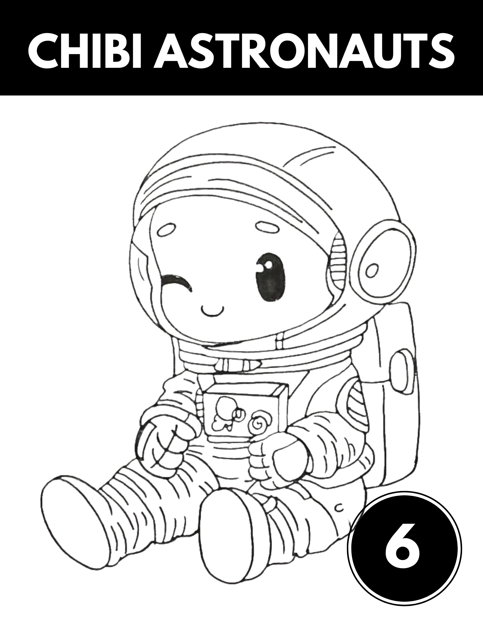 Chibi Astronauts: 6 Coloring Pages