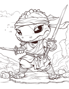 dinosaur ronin with swords coloring page