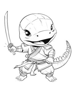 samurai dinosaur with sword coloring page