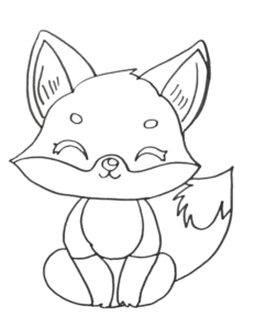 Cute Fox Autumn Coloring Page