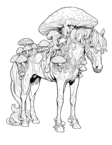 Horse horror halloween coloring page to print for adults