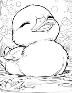 Kawaii duck coloring page