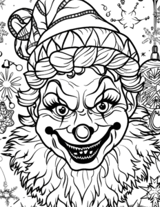 Creepy Christmas Clowns Coloring Pages