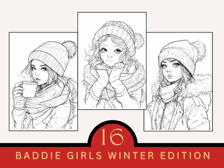 Baddie Girls Winter Coloring Pages for Adults