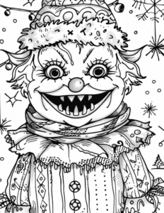 Creepy Christmas Clowns Coloring Pages