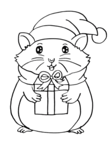 Cute Christmas Hamster with Gift