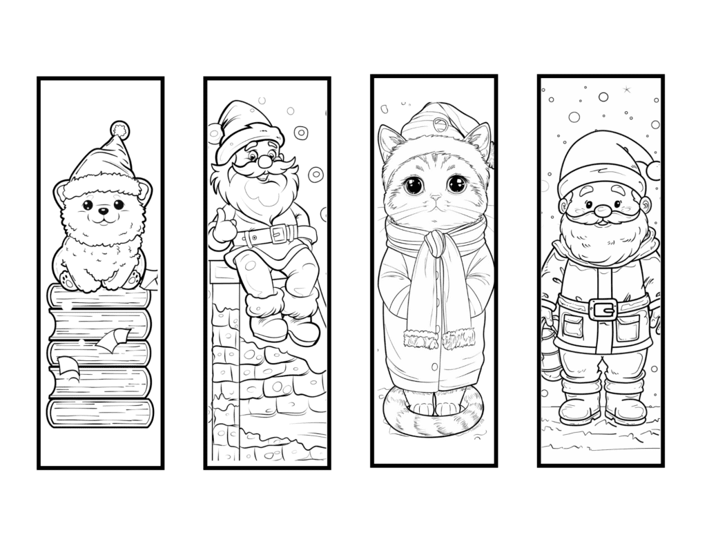 Christmas Bookmarks Free To Color - 16 Printables