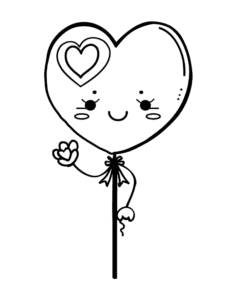 A happy heart-shaped balloon with a cute face, tiny arms,