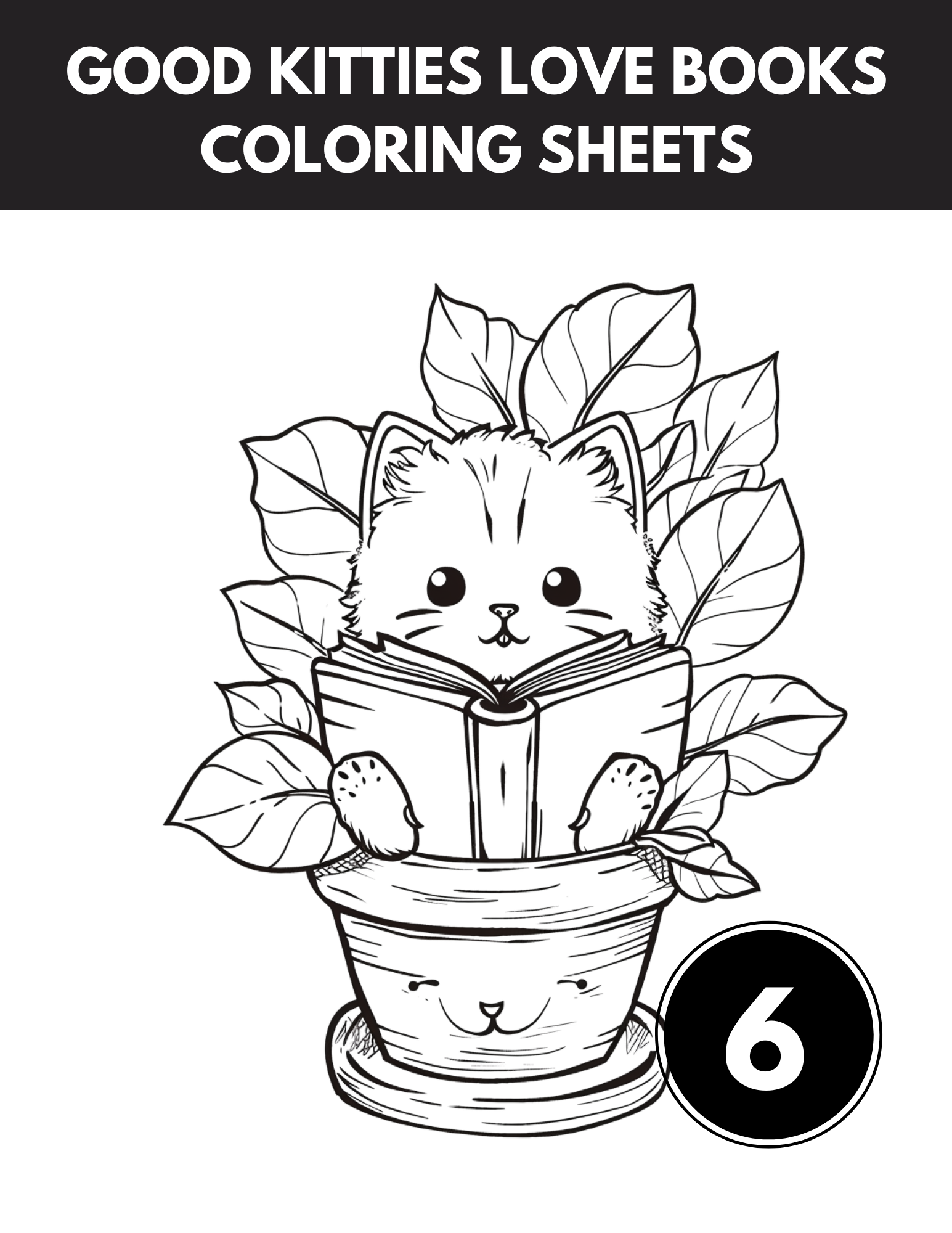 Good Kitties Love Books - An 6 Adorable Coloring Sheets