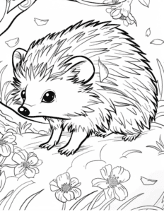 Hedgehog during the spring coloring page