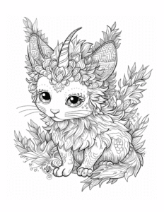 mystical kitty coloring page