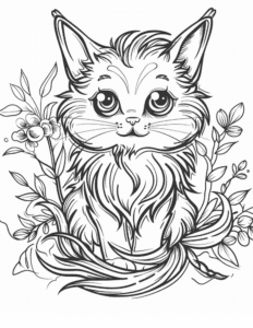 Cute Cat Coloring Page For Adults