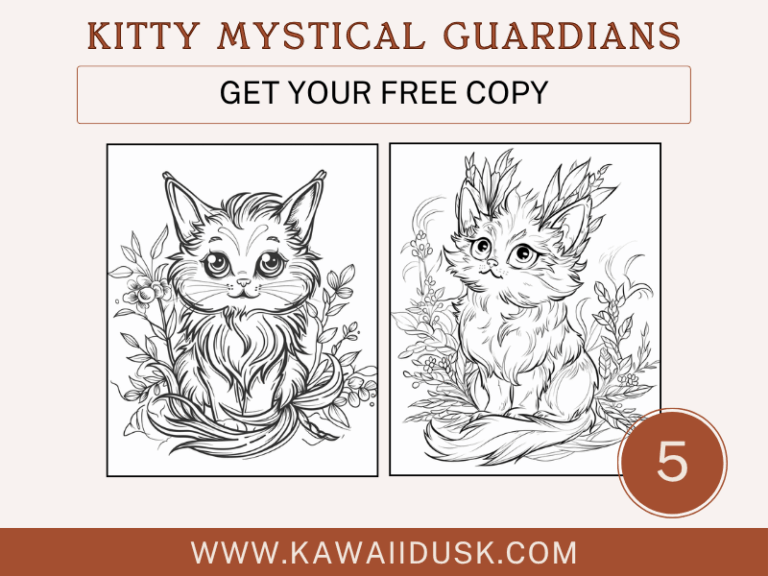Cat Coloring Pages For Adults - 5 Kitty Mystical Guardians