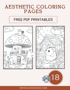 18 Aesthetic Coloring Pages - Cozy Coloring Pages with cute animals and an adorable houses
