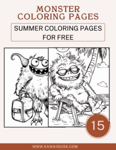 Monster coloring pages summer coloring pages for free. 15 free printables with monster on vacations