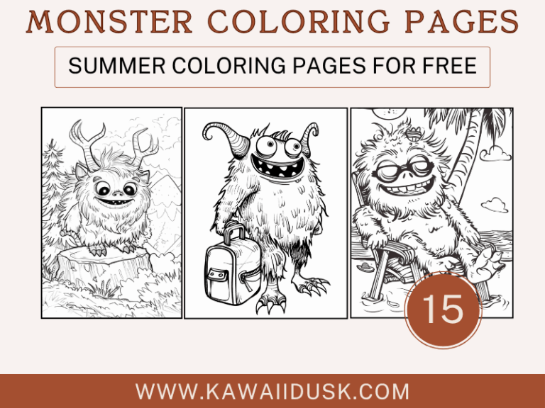 Monster coloring pages summer coloring pages for free. 15 free printables with monster on vacations